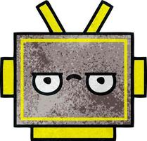 retro grunge texture cartoon robot head vector