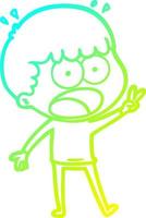 cold gradient line drawing cartoon shocked man vector