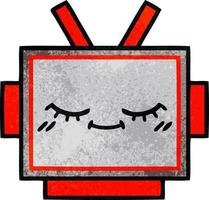 retro grunge texture cartoon robot head vector