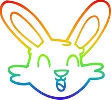 rainbow gradient line drawing cartoon cute bunny vector