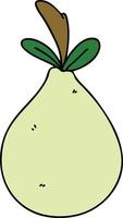 quirky hand drawn cartoon pear vector