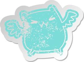 distressed old sticker of a kawaii cute bat vector