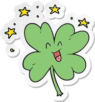 sticker of a happy cartoon four leaf clover