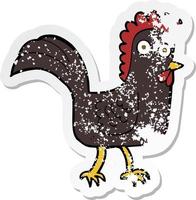 retro distressed sticker of a cartoon chicken vector