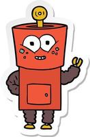 sticker of a happy cartoon robot waving hello vector