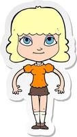 sticker of a cartoon girl vector