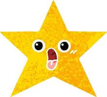 retro illustration style cartoon gold star vector