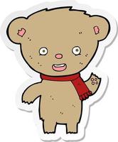 sticker of a cartoon teddy bear vector