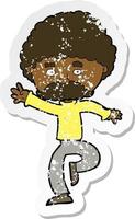 retro distressed sticker of a cartoon mustache man disco dancing vector