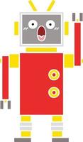 flat color retro cartoon robot vector