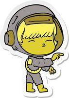 sticker of a cartoon curious astronaut vector