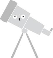 flat color retro cartoon telescope vector