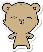 sticker of a happy cartoon bear vector