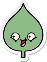 sticker of a cute cartoon expressional leaf vector