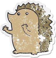 distressed sticker of a cartoon hedgehog vector