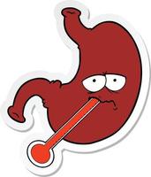 sticker of a cartoon upset stomach vector