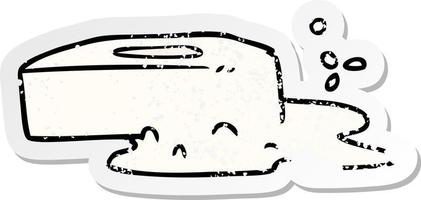 distressed sticker cartoon doodle of a bubbled soap vector