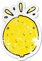 distressed sticker of a cartoon lemon vector