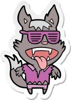 sticker of a cartoon super cool werewolf vector