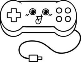 line drawing cartoon game controller vector