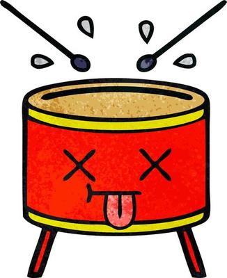 retro grunge texture cartoon drum