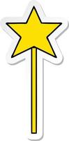 sticker of a cute cartoon star wand vector