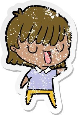 distressed sticker of a cartoon woman