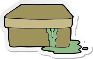 sticker of a cartoon box with slime vector