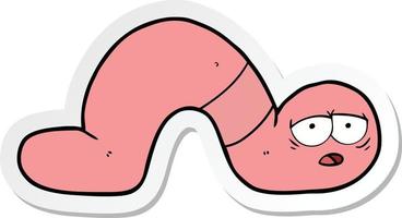 sticker of a cartoon tired worm vector