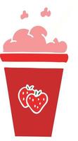 quirky hand drawn cartoon strawberry milkshake vector