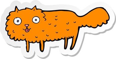 sticker of a cartoon furry cat vector