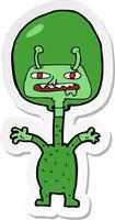 sticker of a cartoon space alien vector