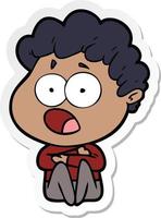 sticker of a cartoon man gasping in surprise vector