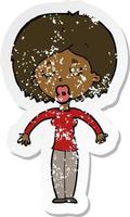 retro distressed sticker of a cartoon woman with closed eyes vector