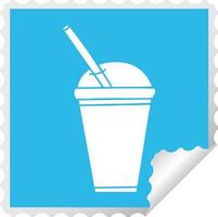 quirky square peeling sticker cartoon soft drink vector