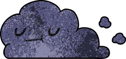 textured cartoon of kawaii happy cloud vector