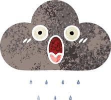 nube de lluvia de tormenta de dibujos animados de estilo de ilustración retro vector