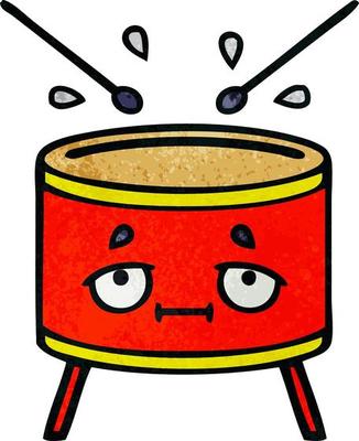 retro grunge texture cartoon drum