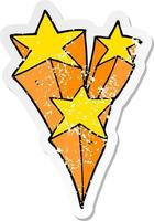 distressed sticker of a cartoon shooting stars vector