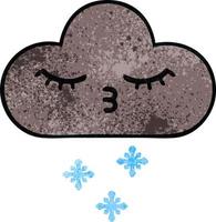 retro grunge textura dibujos animados tormenta nieve nube vector