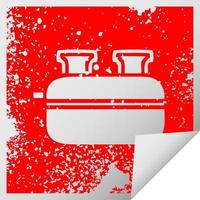 distressed square peeling sticker symbol double toaster vector