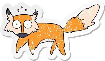 distressed sticker of a cartoon startled fox vector
