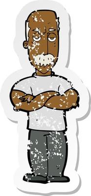 retro distressed sticker of a cartoon angry man with mustache