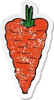 distressed sticker of a cartoon carrot vector