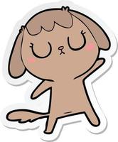 sticker of a cute cartoon dog vector