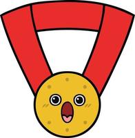 cute cartoon gold medal vector