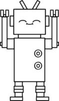 line drawing cartoon robot vector