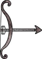 textured cartoon doodle of a bow and arrow vector