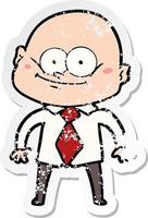 distressed sticker of a cartoon manager man staring vector