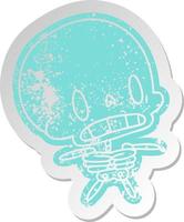 distressed old sticker kawaii cute dead skeleton vector